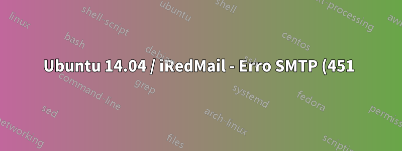 Ubuntu 14.04 / iRedMail - Erro SMTP (451): Falha ao adicionar destinatário
