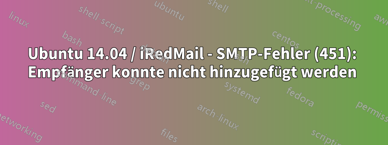 Ubuntu 14.04 / iRedMail - SMTP-Fehler (451): Empfänger konnte nicht hinzugefügt werden