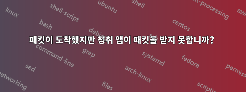 패킷이 도착했지만 청취 앱이 패킷을 받지 못합니까?