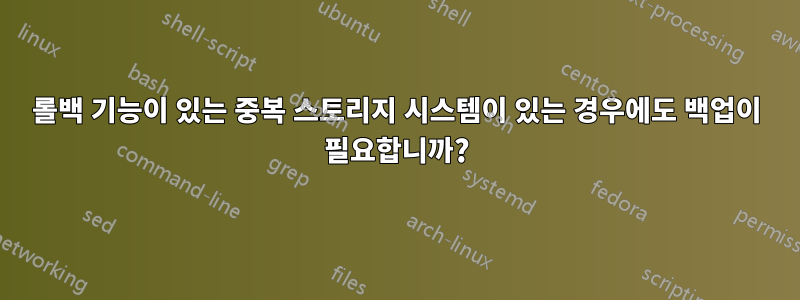 롤백 기능이 있는 중복 스토리지 시스템이 있는 경우에도 백업이 필요합니까?