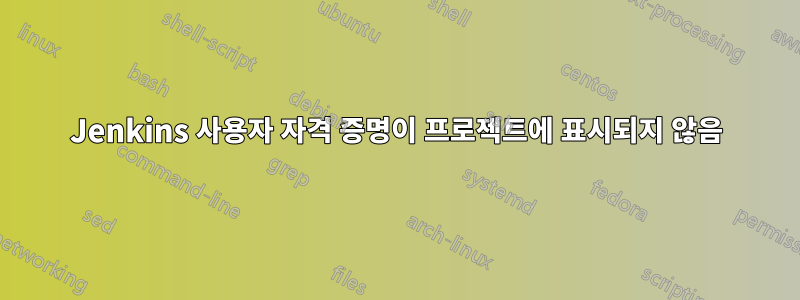 Jenkins 사용자 자격 증명이 프로젝트에 표시되지 않음