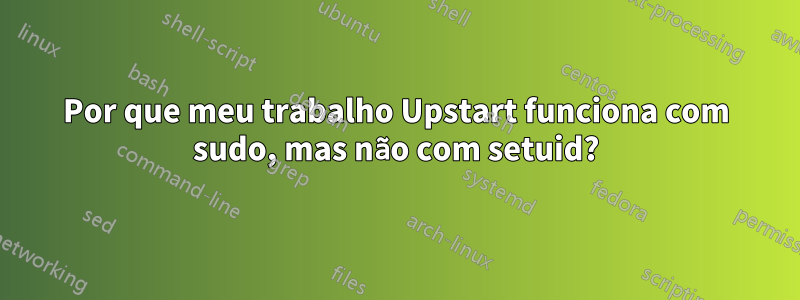 Por que meu trabalho Upstart funciona com sudo, mas não com setuid?