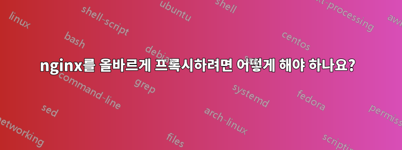 nginx를 올바르게 프록시하려면 어떻게 해야 하나요? 