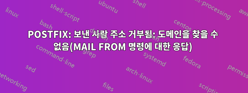 POSTFIX: 보낸 사람 주소 거부됨: 도메인을 찾을 수 없음(MAIL FROM 명령에 대한 응답)