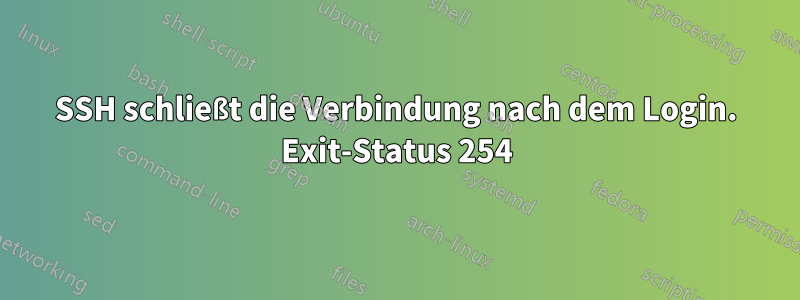 SSH schließt die Verbindung nach dem Login. Exit-Status 254