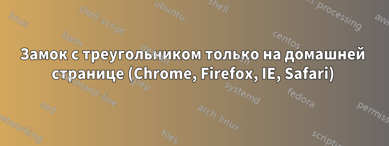 Замок с треугольником только на домашней странице (Chrome, Firefox, IE, Safari)