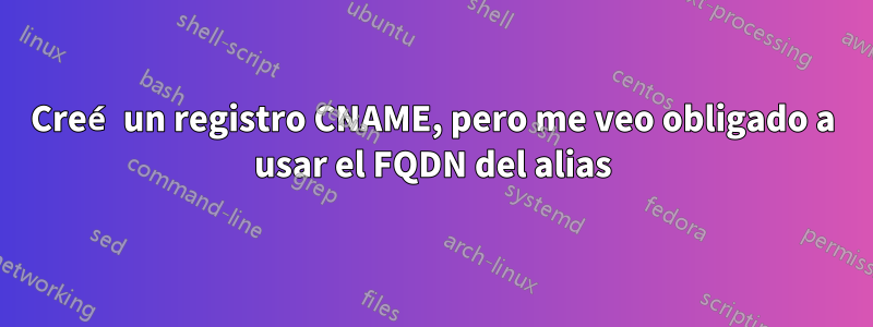 Creé un registro CNAME, pero me veo obligado a usar el FQDN del alias