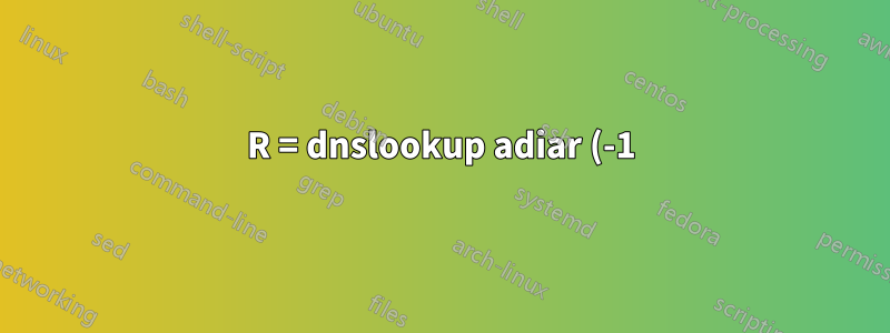 R = dnslookup adiar (-1): a pesquisa do host não foi concluída
