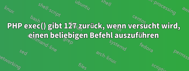 PHP exec() gibt 127 zurück, wenn versucht wird, einen beliebigen Befehl auszuführen