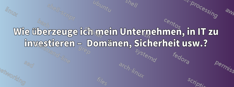 Wie überzeuge ich mein Unternehmen, in IT zu investieren – Domänen, Sicherheit usw.?