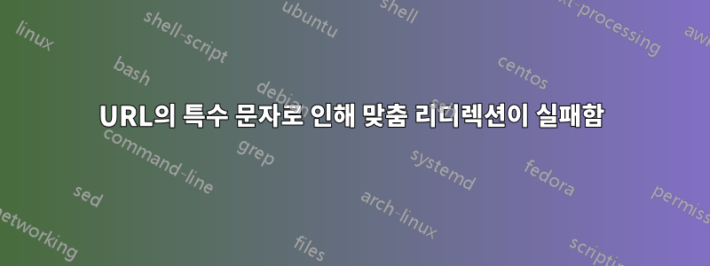 URL의 특수 문자로 인해 맞춤 리디렉션이 실패함