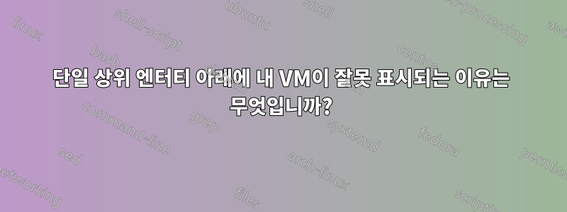 단일 상위 엔터티 아래에 내 VM이 잘못 표시되는 이유는 무엇입니까?