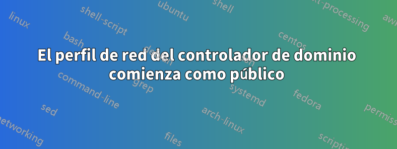 El perfil de red del controlador de dominio comienza como público