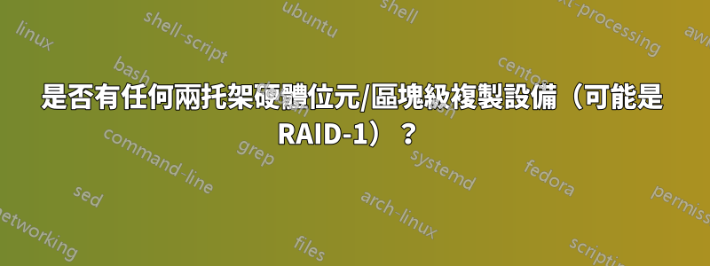 是否有任何兩托架硬體位元/區塊級複製設備（可能是 RAID-1）？ 