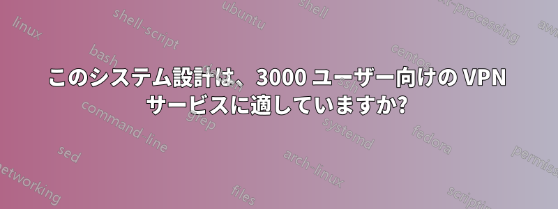 このシステム設計は、3000 ユーザー向けの VPN サービスに適していますか?