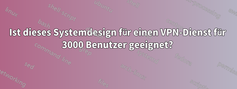 Ist dieses Systemdesign für einen VPN-Dienst für 3000 Benutzer geeignet?