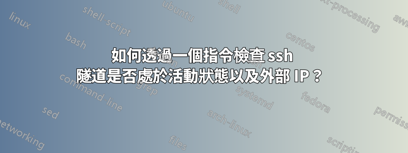 如何透過一個指令檢查 ssh 隧道是否處於活動狀態以及外部 IP？ 