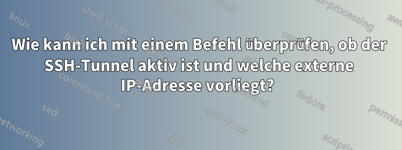 Wie kann ich mit einem Befehl überprüfen, ob der SSH-Tunnel aktiv ist und welche externe IP-Adresse vorliegt? 