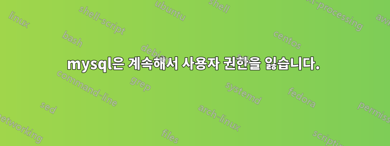 mysql은 계속해서 사용자 권한을 잃습니다.