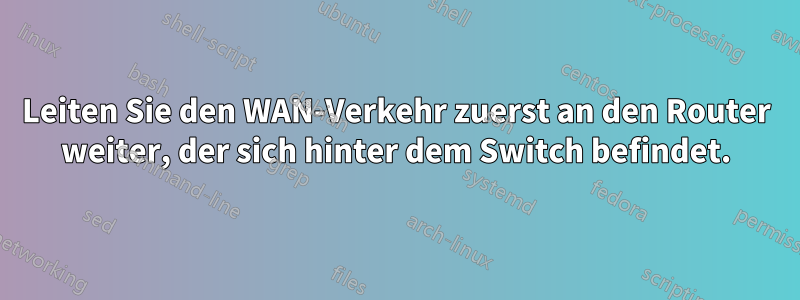 Leiten Sie den WAN-Verkehr zuerst an den Router weiter, der sich hinter dem Switch befindet.