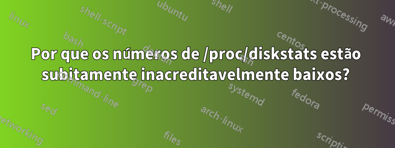 Por que os números de /proc/diskstats estão subitamente inacreditavelmente baixos?