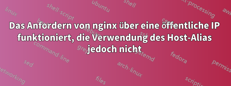 Das Anfordern von nginx über eine öffentliche IP funktioniert, die Verwendung des Host-Alias ​​jedoch nicht