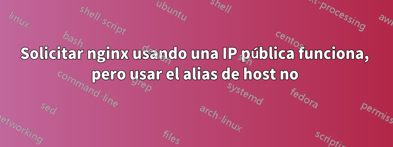 Solicitar nginx usando una IP pública funciona, pero usar el alias de host no