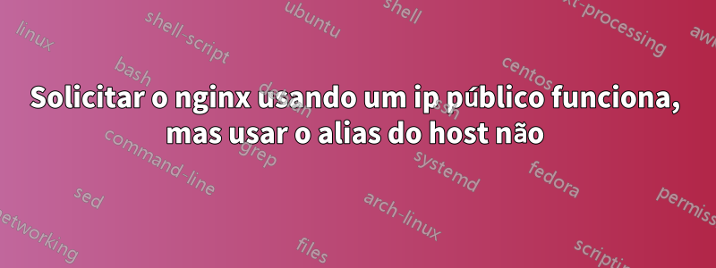 Solicitar o nginx usando um ip público funciona, mas usar o alias do host não