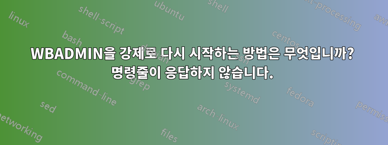 WBADMIN을 강제로 다시 시작하는 방법은 무엇입니까? 명령줄이 응답하지 않습니다.