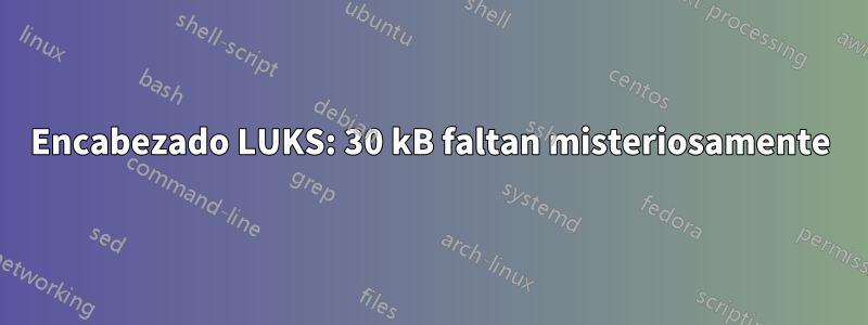 Encabezado LUKS: 30 kB faltan misteriosamente