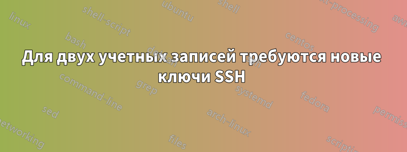 Для двух учетных записей требуются новые ключи SSH