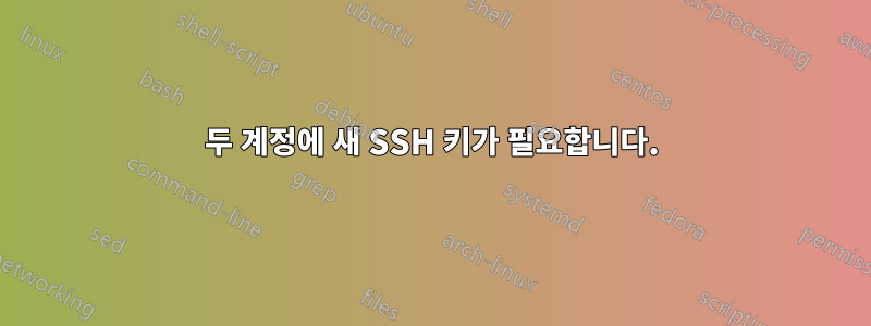 두 계정에 새 SSH 키가 필요합니다.