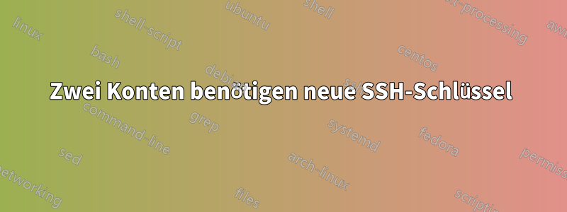 Zwei Konten benötigen neue SSH-Schlüssel