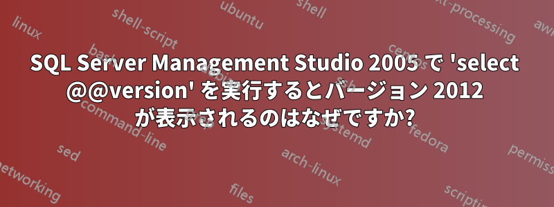 SQL Server Management Studio 2005 で 'select @@version' を実行するとバージョン 2012 が表示されるのはなぜですか?