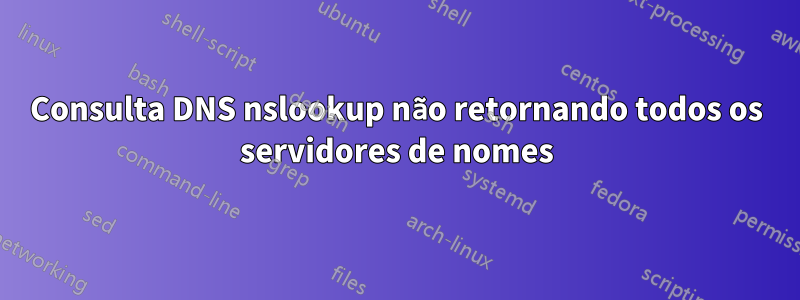 Consulta DNS nslookup não retornando todos os servidores de nomes