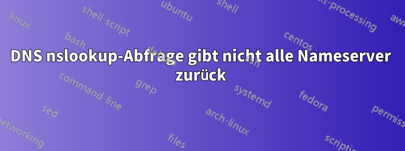 DNS nslookup-Abfrage gibt nicht alle Nameserver zurück