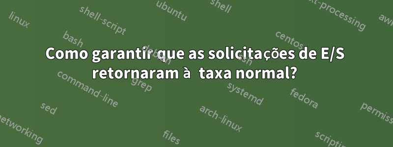 Como garantir que as solicitações de E/S retornaram à taxa normal?