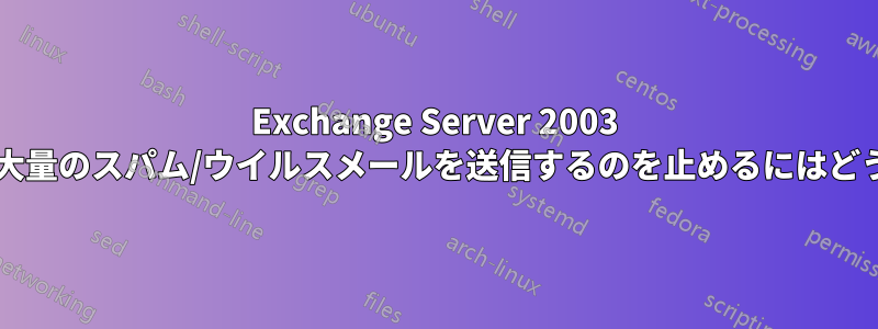 Exchange Server 2003 が不明なアカウントから大量のスパム/ウイルスメールを送信するのを止めるにはどうすればよいでしょうか?