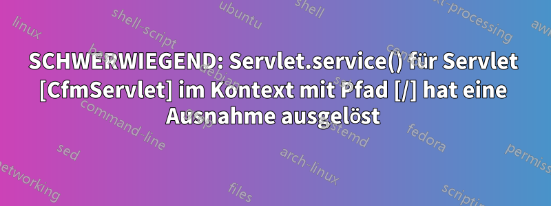 SCHWERWIEGEND: Servlet.service() für Servlet [CfmServlet] im Kontext mit Pfad [/] hat eine Ausnahme ausgelöst