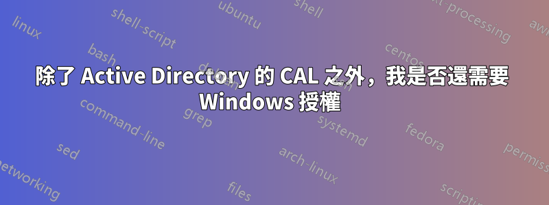 除了 Active Directory 的 CAL 之外，我是否還需要 Windows 授權 