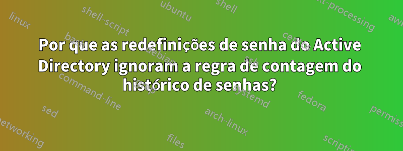 Por que as redefinições de senha do Active Directory ignoram a regra de contagem do histórico de senhas?