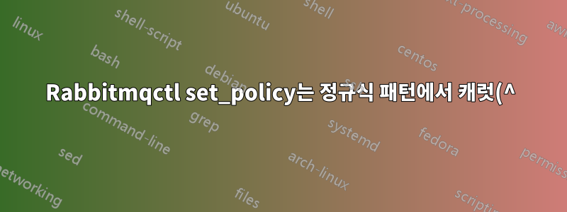 Rabbitmqctl set_policy는 정규식 패턴에서 캐럿(^) 앵커를 삭제합니다.