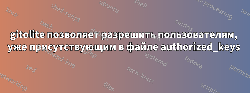 gitolite позволяет разрешить пользователям, уже присутствующим в файле authorized_keys