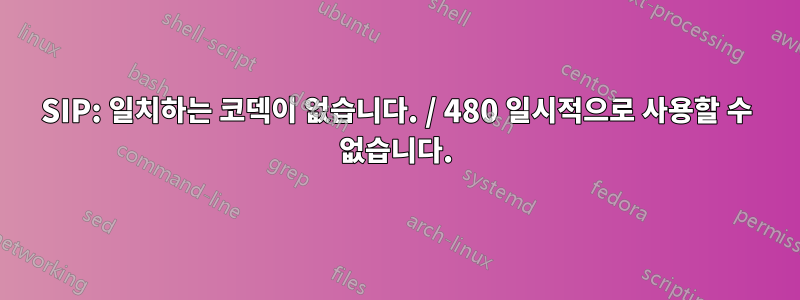 SIP: 일치하는 코덱이 없습니다. / 480 일시적으로 사용할 수 없습니다.