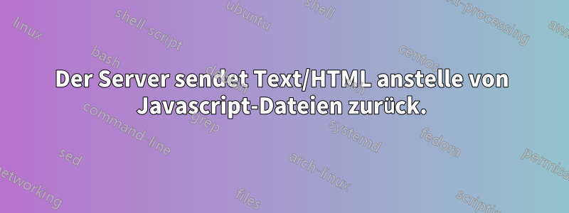 Der Server sendet Text/HTML anstelle von Javascript-Dateien zurück.