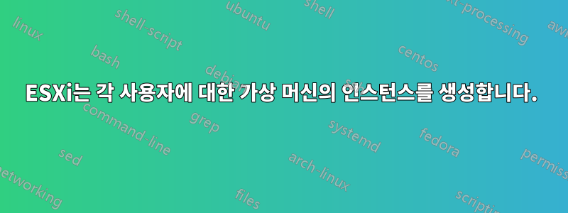 ESXi는 각 사용자에 대한 가상 머신의 인스턴스를 생성합니다.