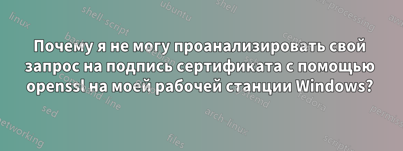 Почему я не могу проанализировать свой запрос на подпись сертификата с помощью openssl на моей рабочей станции Windows?