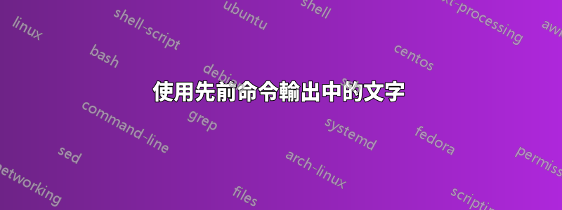 使用先前命令輸出中的文字