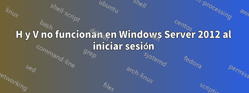H y V no funcionan en Windows Server 2012 al iniciar sesión
