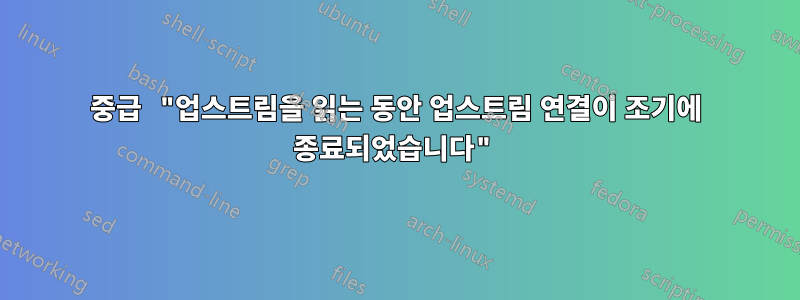 중급 "업스트림을 읽는 동안 업스트림 연결이 조기에 종료되었습니다"